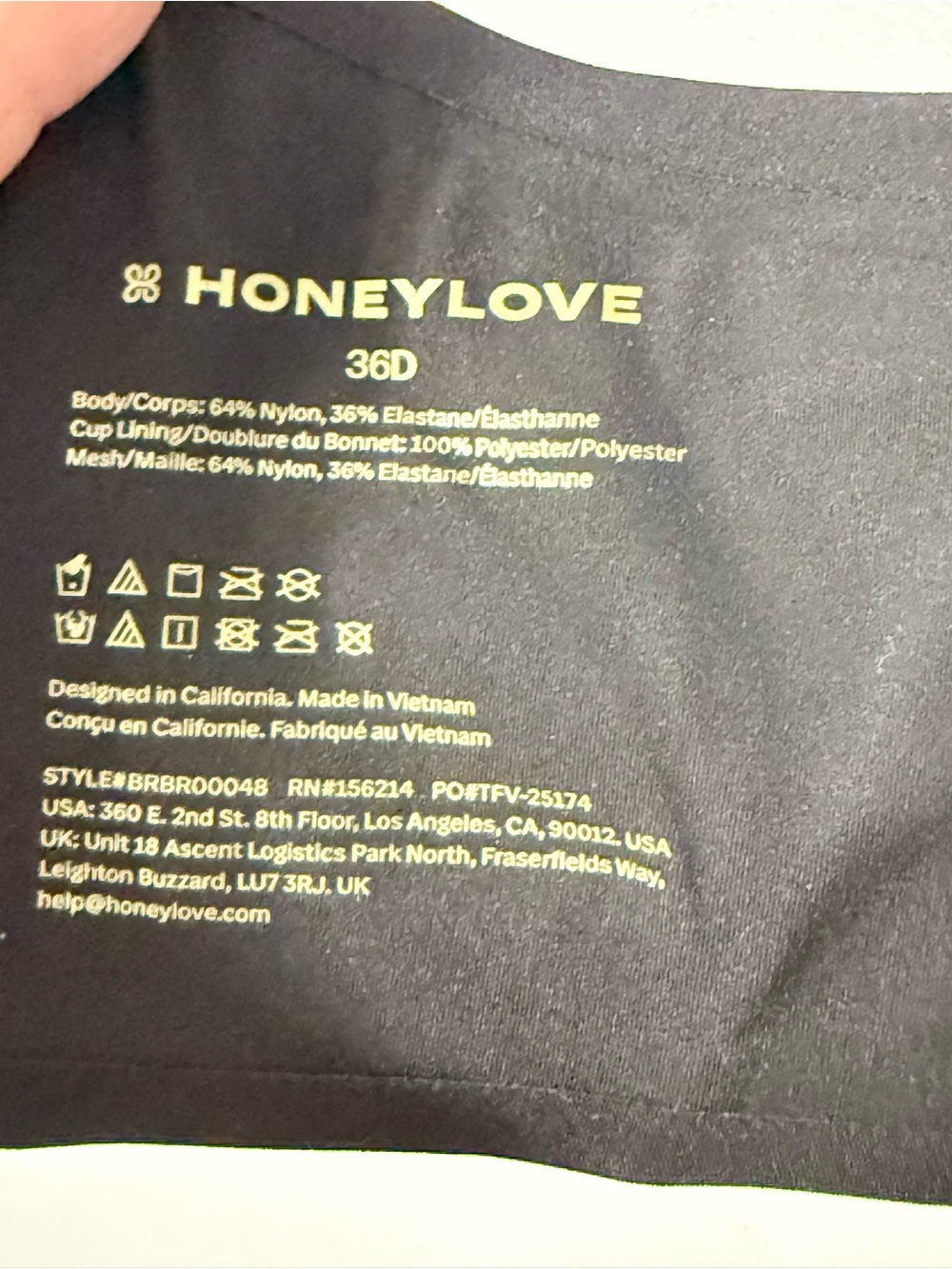 Honeylove Cross Over Black Mesh Panel Wireless Bra STYLE#BRBR00048 36D - Picture 2 of 6